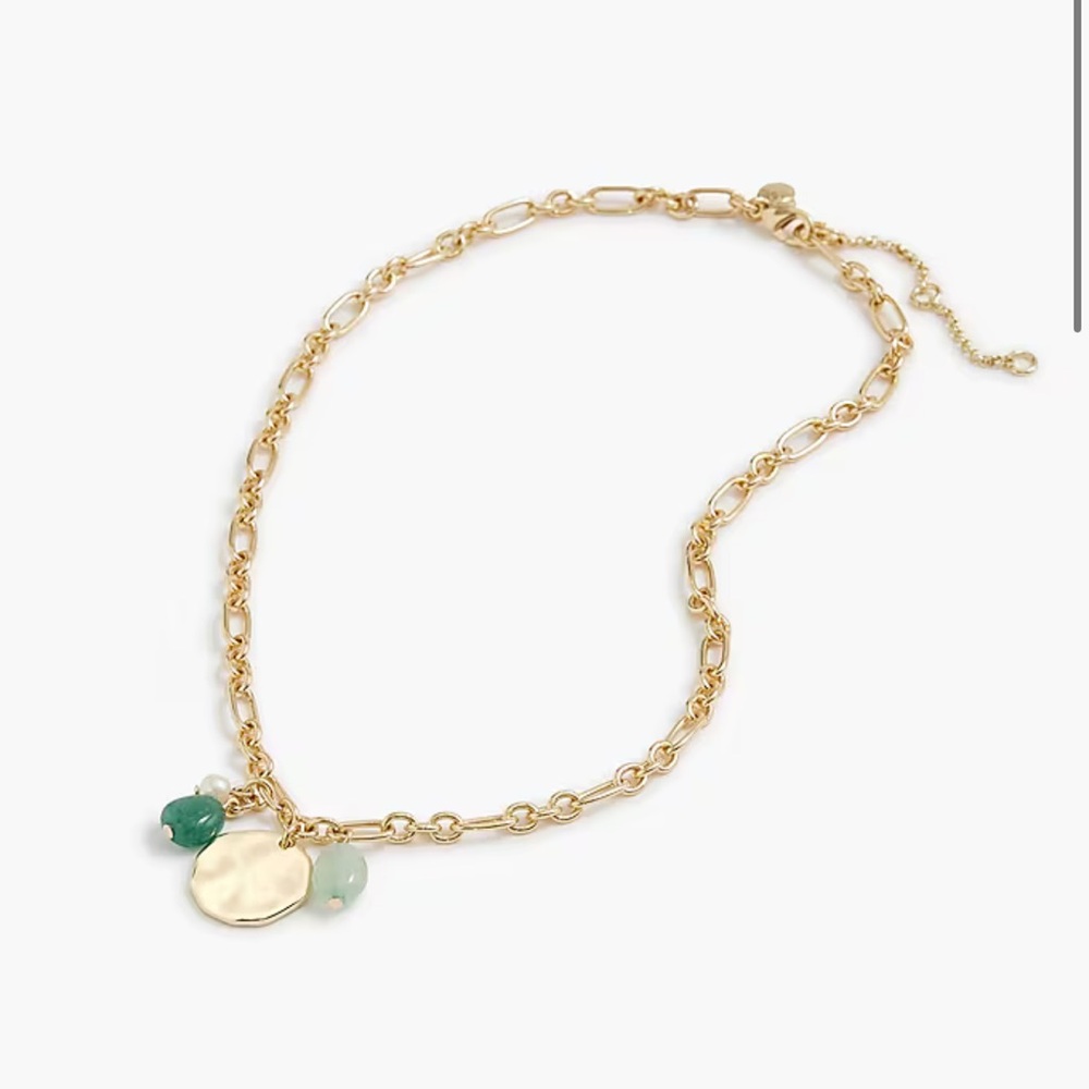J. Crew Gold Necklace with Green Accents